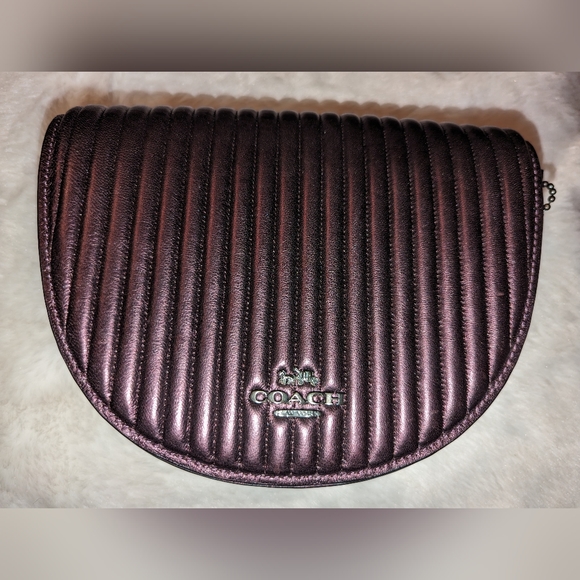 Coach Ellen Metallic Crimson Linear Quilting Nappa Leather Crossbody Bag VGUC - Picture 11 of 16